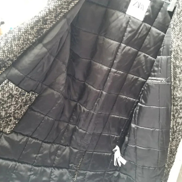 Zara Boucle Textured Quilt Lined Coat M - Picture 4 of 16
